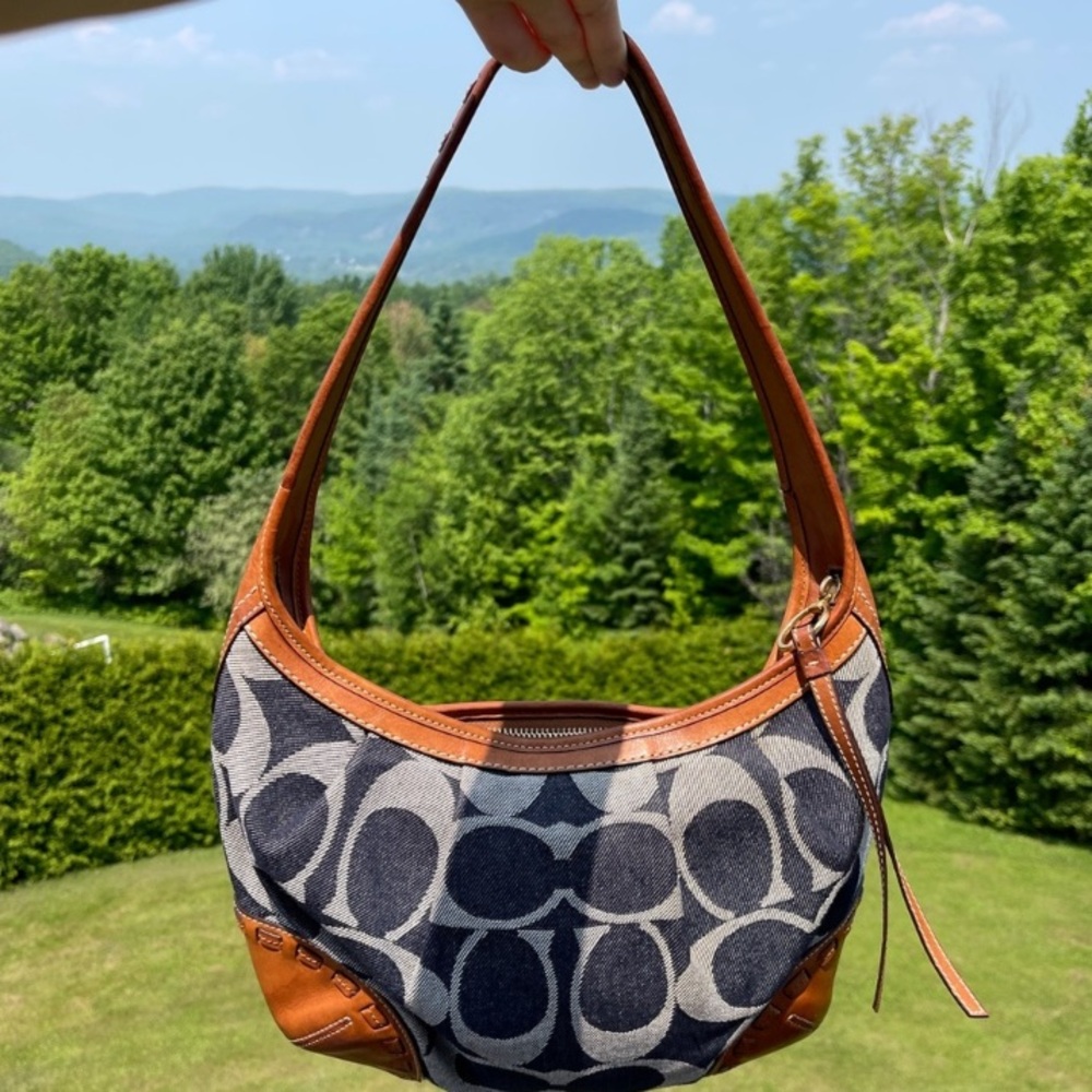 Coach 12748 Ergo Signature C Canvas
Denim with Leather Trim Shoulder